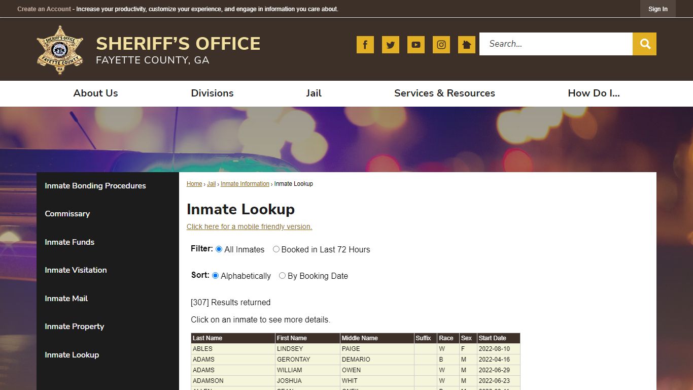 Inmate Lookup | Fayette County Sheriff, GA - Fayette Sheriff