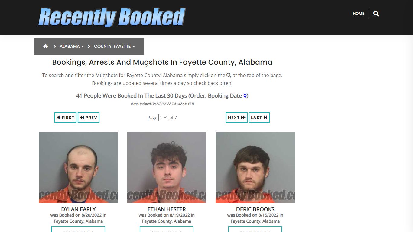 Bookings, Arrests and Mugshots in Fayette County, Alabama